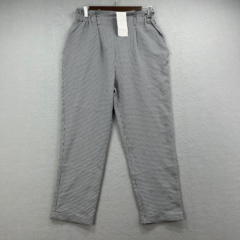 Sienna Sky Pants Womens M Black White Check Pull On Tapered Preppy Office Casual